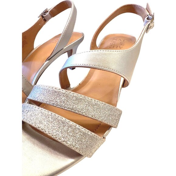 Naturalize Taimi Strappy Size 9 Mid Heel Slingback Silver Dress Sandals NWOB - Picture 12 of 13